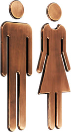 7.8" Premium Bathroom Sign Acrylic Adhesive Backed Men's and Women's Toilet Sign (Bronze)