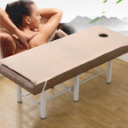 KKCD Spa Bed Mattress Pad with Trapezoidal Head Massage Table Mattress Topper with Elastic Bands Plush Foldable Sheet Mattress with Breath Hole for Beauty Salon Sauna Hall,Beige 3cm,80x190cm