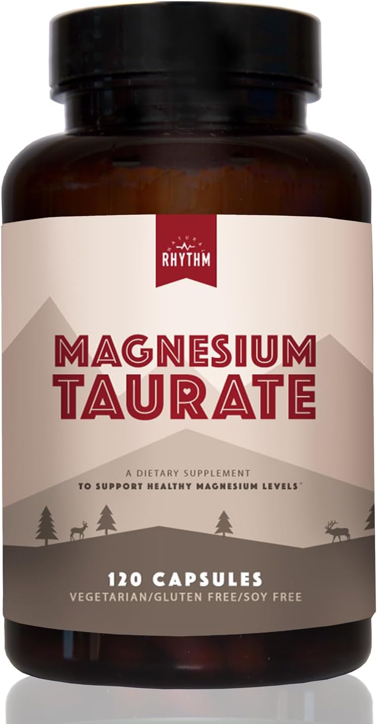 Magnesium Taurate 750mg (150mg Elemental Magnesium) – 120 Vegetarian Capsules – High-Absorption Magnesium Taurate Supplement for Heart, Muscle, and Nerve Support – Non-GMO, Gluten-Free, Made in USA