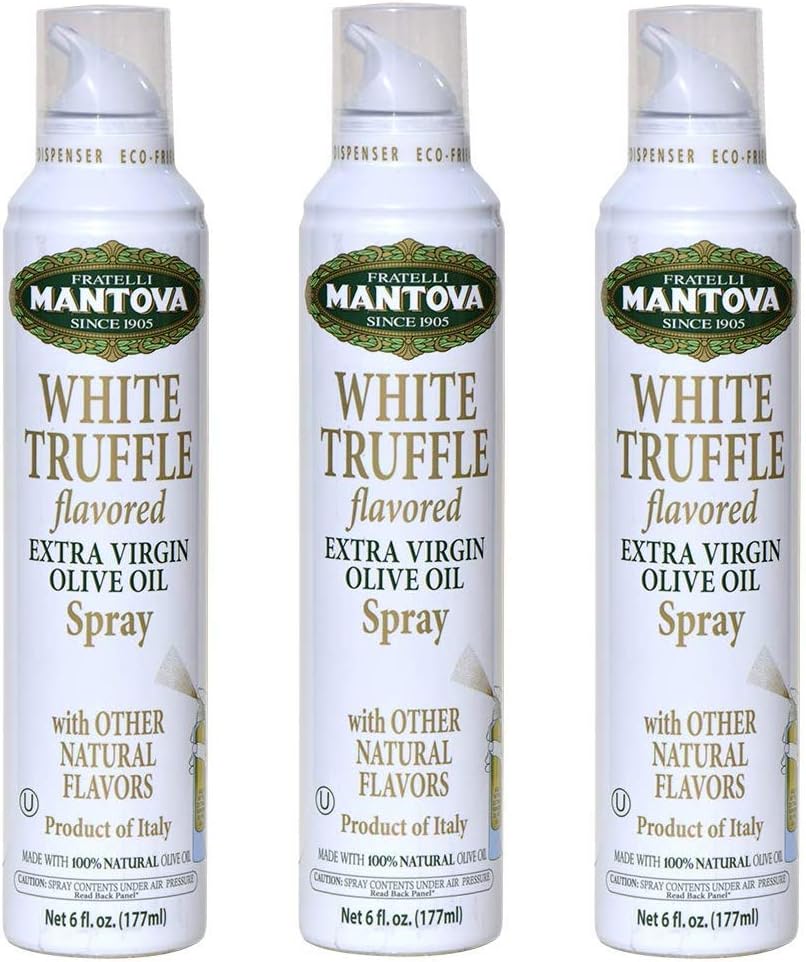 Mantova White Truffle Spray Extra Virgin Olive oil 8 oz, All natural product with no additives or aerosols, Product of Italy (Three Pack)