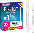 Piksters Interdental Brushes, 35 pk, Size 2, Interdental Tooth Brush for Small & Medium Gaps, Gum Soft Bristles for Plaque Removal, Safe for Braces