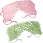 Natural Jade Eye Mask and Rose Quartz Eye Mask Set - Soothing & Relaxing Alleviate Puffiness and Migraines with Cooling and Warming Therapy (2 Pcs)