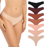 SHARICCA Women No Show Seamless Underwear Thong Invisible Soft Panties Multi Pack