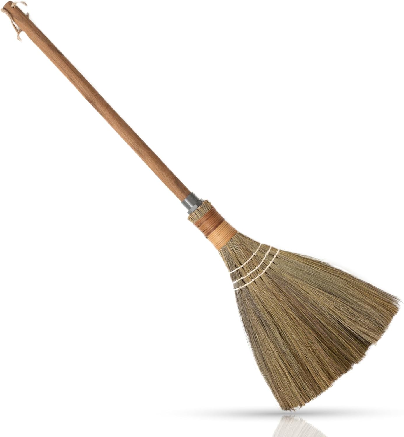 BMart Home Natural Whisk Sweeping Hand Handle Broom - Vietnamese Straw Soft Broom for Cleaning Dustpan Indoor-Outdoor, Sofa, Car Hood, Decoration Items - 9.84'' Width, 27.55" Length