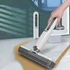 Portable Mini Cleaning Mop, Mini Sponge Mop, Wet and Dry Use Cleaning System for Bathroom, Kitchen, Desktop, Glass, Living Room, Car (1 Sponge Head + 1 Squeeze Handle)