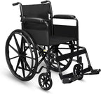 Wheelchair for Adults, Lightweight Foldable Manual Wheelchair, Self-Propelled Wheelchair with 24 Inch Rear Wheels, Swing-Away Footrests, 19 Inch Seat, Steel Frame, 250 lb Capacity, Black