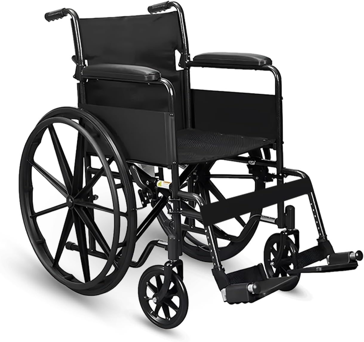 Wheelchair for Adults, Lightweight Foldable Manual Wheelchair, Self-Propelled Wheelchair with 24 Inch Rear Wheels, Swing-Away Footrests, 19 Inch Seat, Steel Frame, 250 lb Capacity, Black