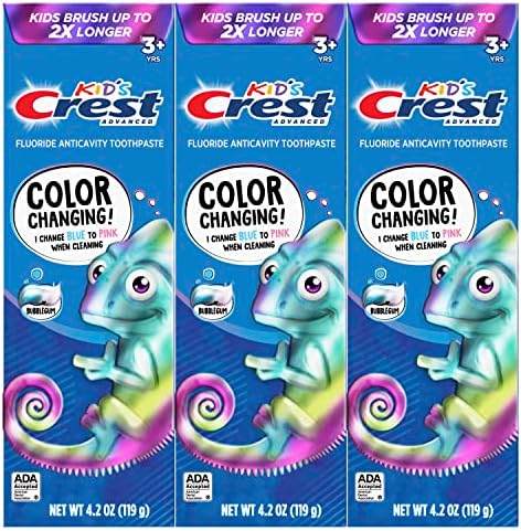 Crest Advanced Kid's Fluoride Toothpaste, Bubblegum Flavor, 4.2 oz, 3 Count, Color-Changing Anticavity Toothpaste