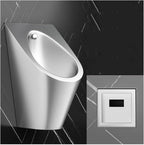 Universal Washout Urinal 304 Stainless Steel Urinal, High Efficiency Urinal with Top Spud, Household/Commercial Men's Adult Urinal Bathroom Toilet(Silvery with Sensor)