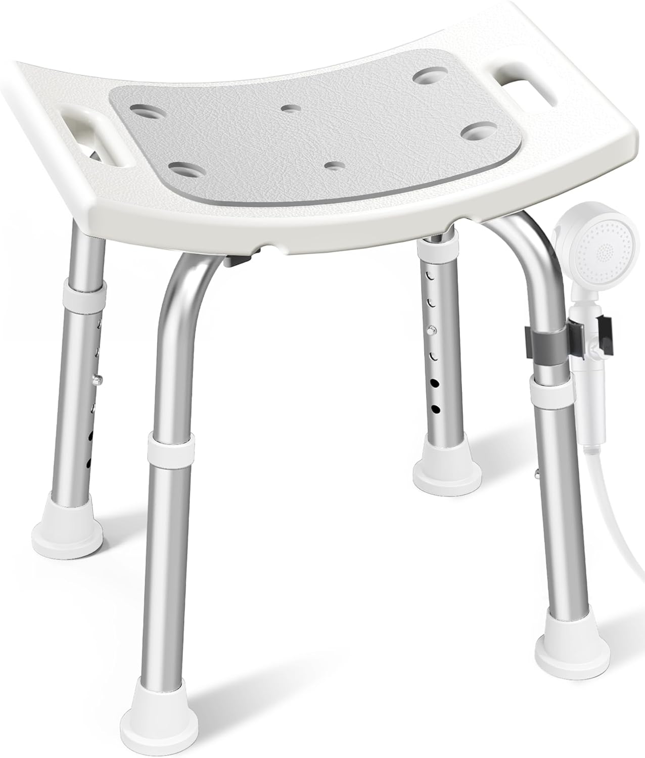 HOMLAND Shower Chair for Inside Shower, 400 lbs Adjustable Shower Stool with Suction Feet, Shower Seat for Inside Tub Bathroom Bench Bath Chair for Elderly and Disabled - Light Gray