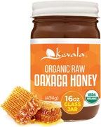 Kevala Organic Raw Oaxaca Honey - Natural Sweetener for Meals and Drinks with no Pesticides, Pure and Unprocessed Spread for Bread and Toast, Golden Nectar with no Sugar Added, Glass Jar 16 oz