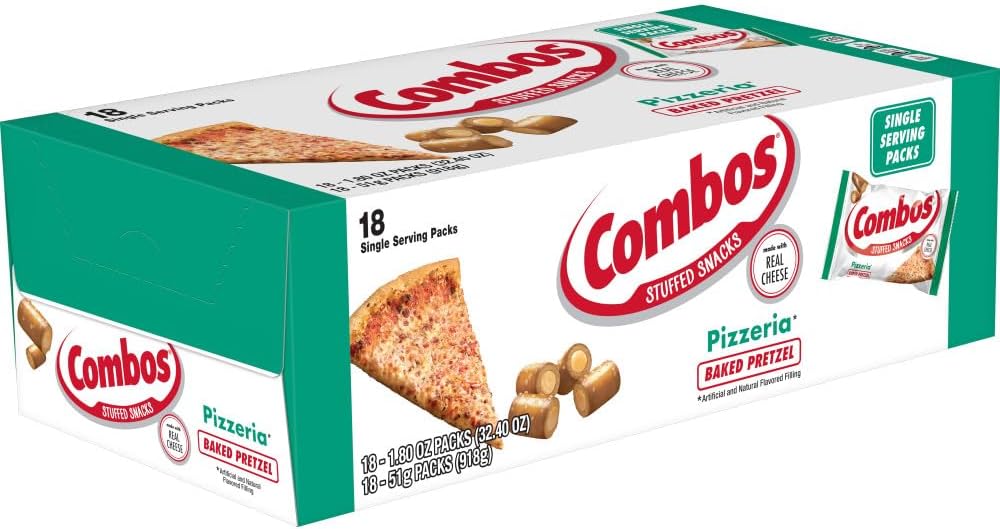 COMBOS Pizzeria Snacks - Pizza and Pretzels Snack Bags 1.8 Ounce, Pack of 18, Baked Pretzel Snack COMBOS Bulk Box