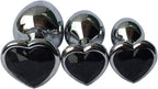 3Pcs Set Luxury Metal Butt Toys Heart Shaped Anal Trainer Jewel Butt Plug Kit S&M Adult Gay Anal Plugs Woman Men Sex Gifts Things for Beginners Couples Large/Medium/Small,Black