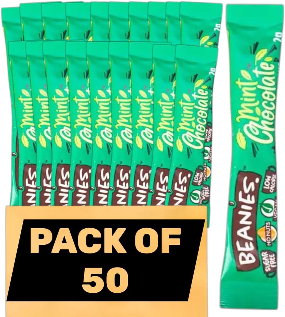 Beanies Mint Chocolate Flavoured Instant Coffee Sticks – (Pack of 50 Single Serve Sachets) Refreshing Mint Chocolate Flavour