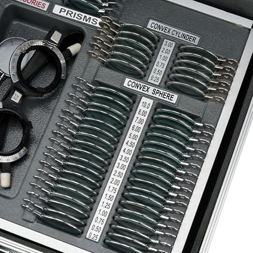 105 Trial Lens Set - Optical Optometry Equipment with Metal Rim, Aluminum Case & Free Trial Frame