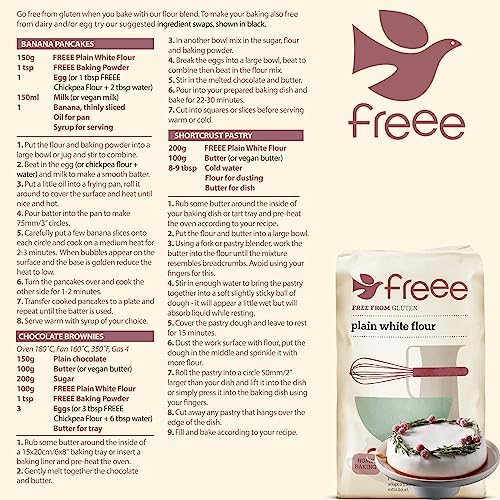 freee Plain White Flour Bag 2.2 lb / 1 kg (Pack of 5) | Gluten Free All-Purpose Flour Blend for Baking Bread, Cakes, Pastries & Cookies | Vegan, Kosher, Halal Certified | Imported from UK