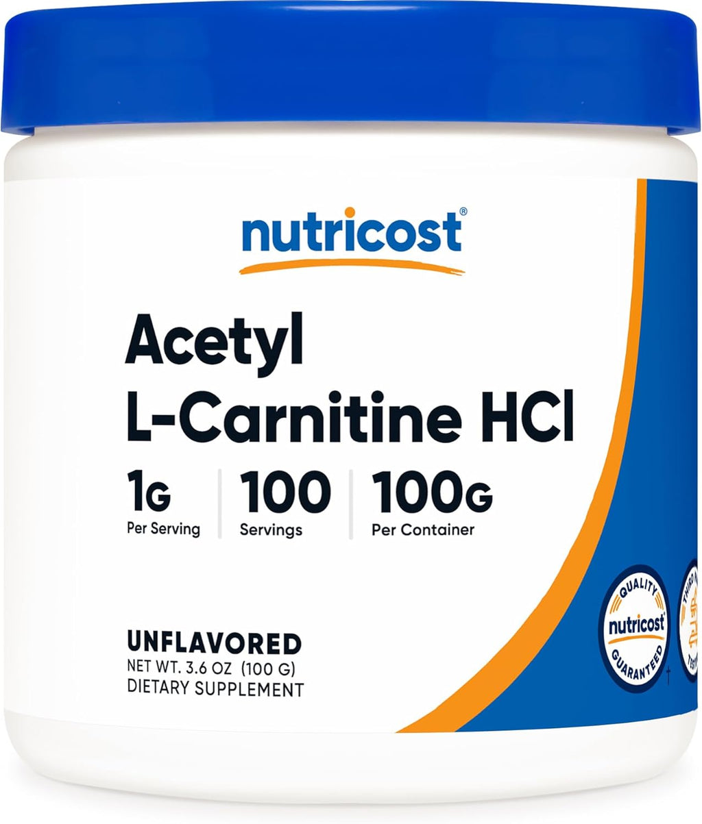 Nutricost Acetyl L-Carnitine HCI (ALCAR) 100 Grams per Container - 1G Per Serving - Non-GMO, Gluten Free, Unflavored