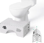 Foldable Toilet Stool Squat, 7 Inch Healthy Squatting Potty for Adults with Anti-Slip Feet, Portable Travel Poop Stool Adult, Lightweight & Easy Storage Bathroom Toilet Step Stool, Gray