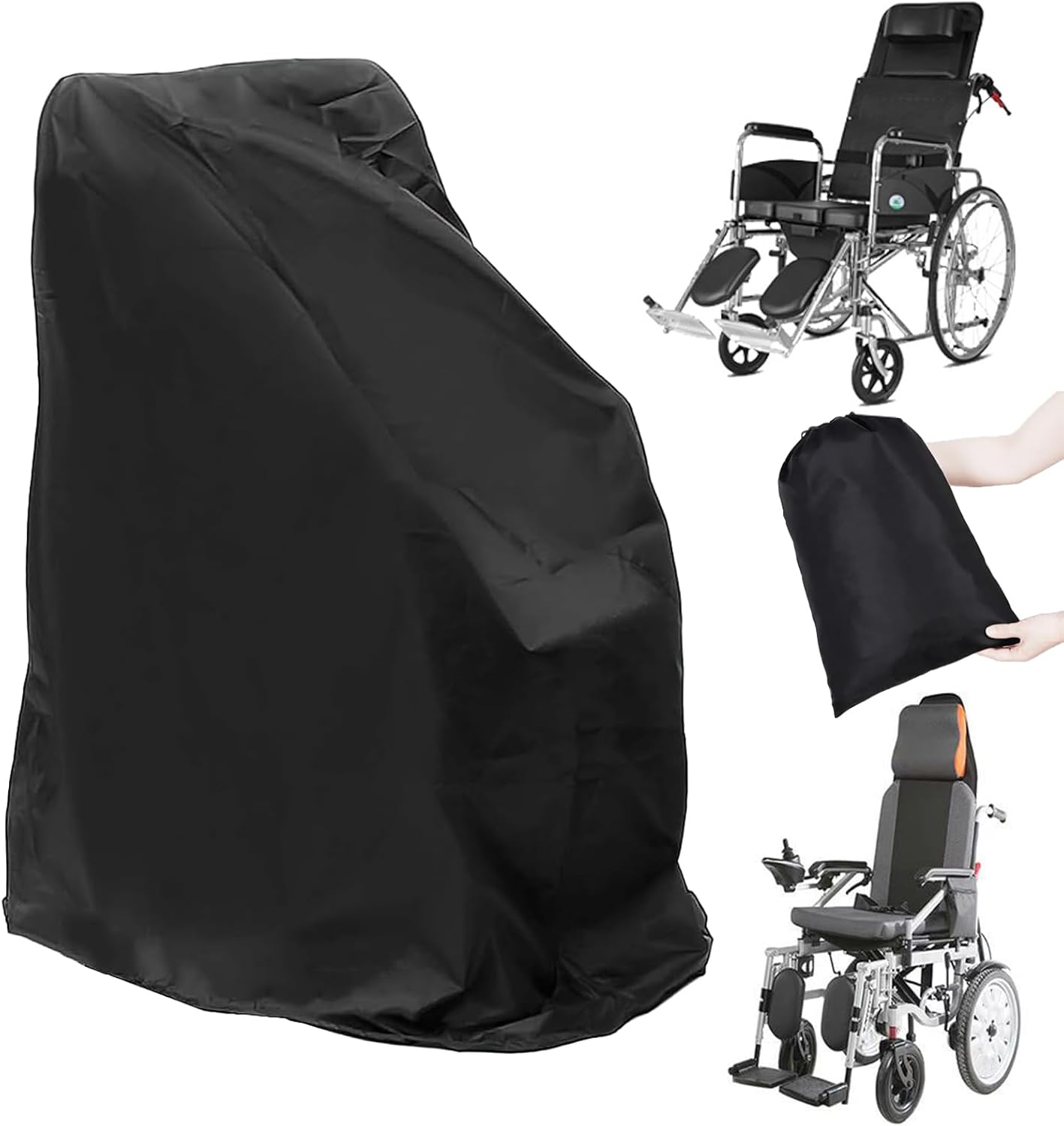 Wheelchair Cover, Electric Wheelchair Cover Waterproof, Mobility Scooter Storage Cover for Travel Power Wheelchair Dust Protective Cover with Storage Bag ((L):40"L x 27.5"W x 47"H)