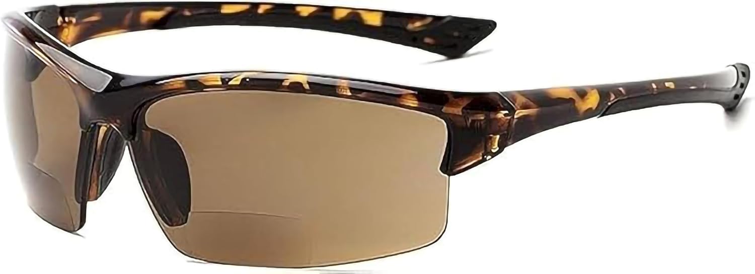 Calabria Sport 202BF Bifocal Reading Safety Glasses Readers Men Women Anti Fog Wrap Around Tinted UV Protection Semi-Rimless