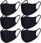 6pcs/Pack Black Mask Windproof Dustproof Masks Breathable Reusable Washed for Outdoor Sport Half Face Earloop Cotton Masks