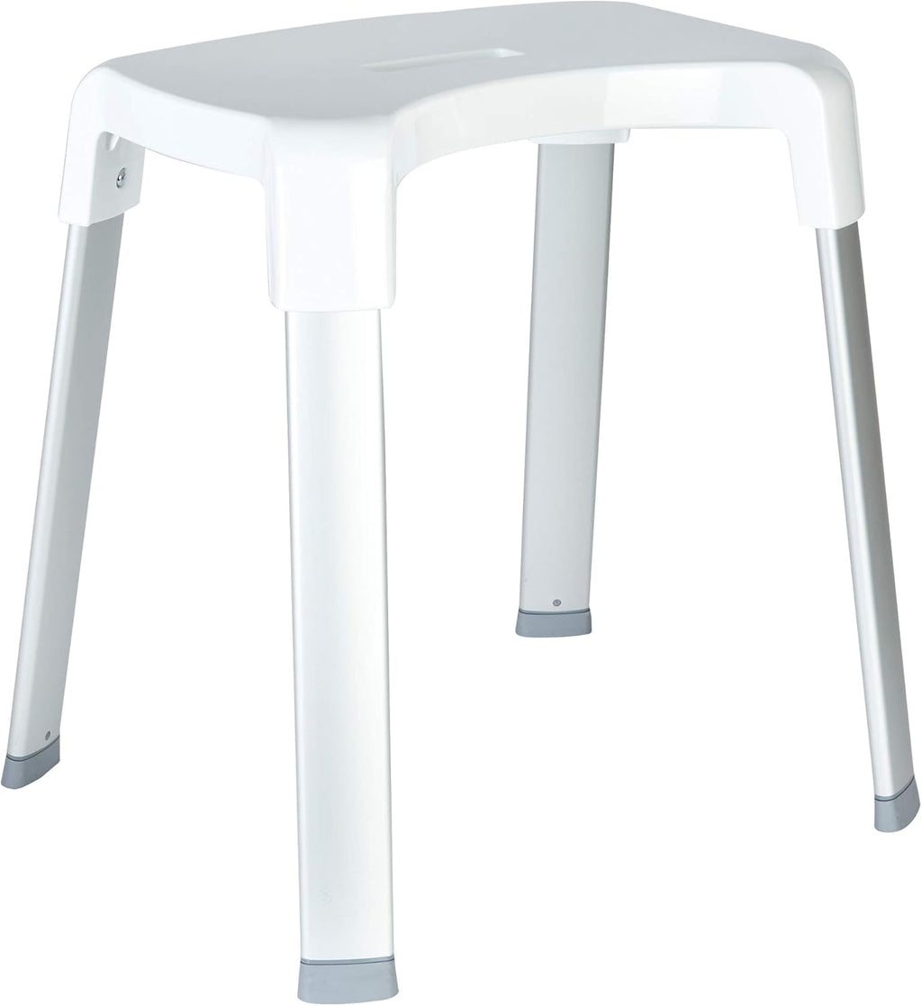 Better Living Smart 4 Shower Bench for Inside the Shower, Shower Stool for Shaving Legs & to Sit On, Rustproof Non-slip Stool with Durable Aluminum Legs, Waterproof Shower Bench, White