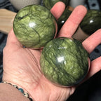 Natural Green Jade Crystal Sphere - Polished Jasper Crystal Ball for Reiki Healing, Chakra Balancing, and Energy Amplification (50-60mm)