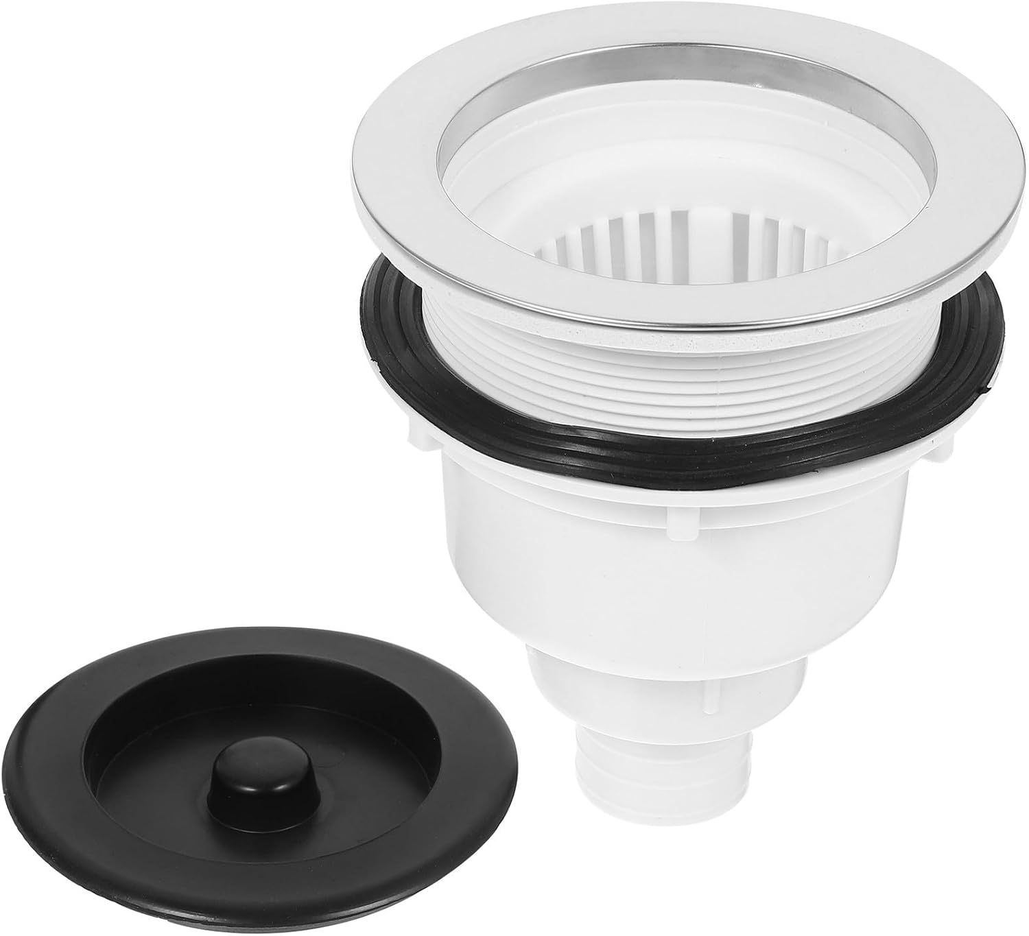 Stainless Steel Shampoo Basin Drain Plug with Ceramic Basin Strainer Basket Hair Salon Drain Stopper for Shampoo Bed Bathroom Sink Hair Catcher