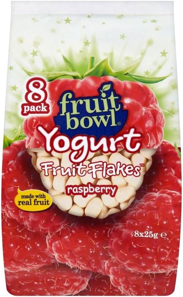 Fruit Bowl Fruit Flakes Raspberry with a Yogurt Coating (8x25g) - Pack of 2