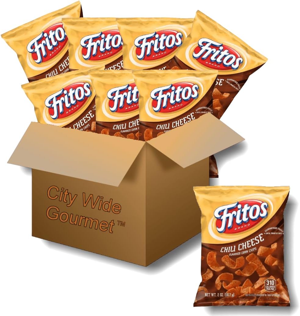Fritos Chili Cheese Corn Chips, 2 ounce bags (Pack of 8), Bundled by City Wide Gourmet