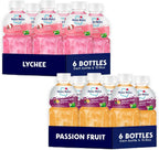Mogu Mogu Lychee & Passion Fruit Juice with Nata de Coco – Refreshing Tropical Drinks with Chewy Coconut Jelly, 10.8oz Bottles (Pack of 12, 6 Each) – Sweet, Tangy, and Fun Variety Pack