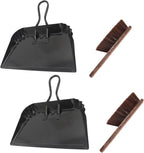 2 Pack Metal Dustpan and Brush Set - 12in Heavy Duty Steel Dust Pan with Handle, Handheld Dustpan Wide Scooper for Indoor, Outdoor, Fireplace