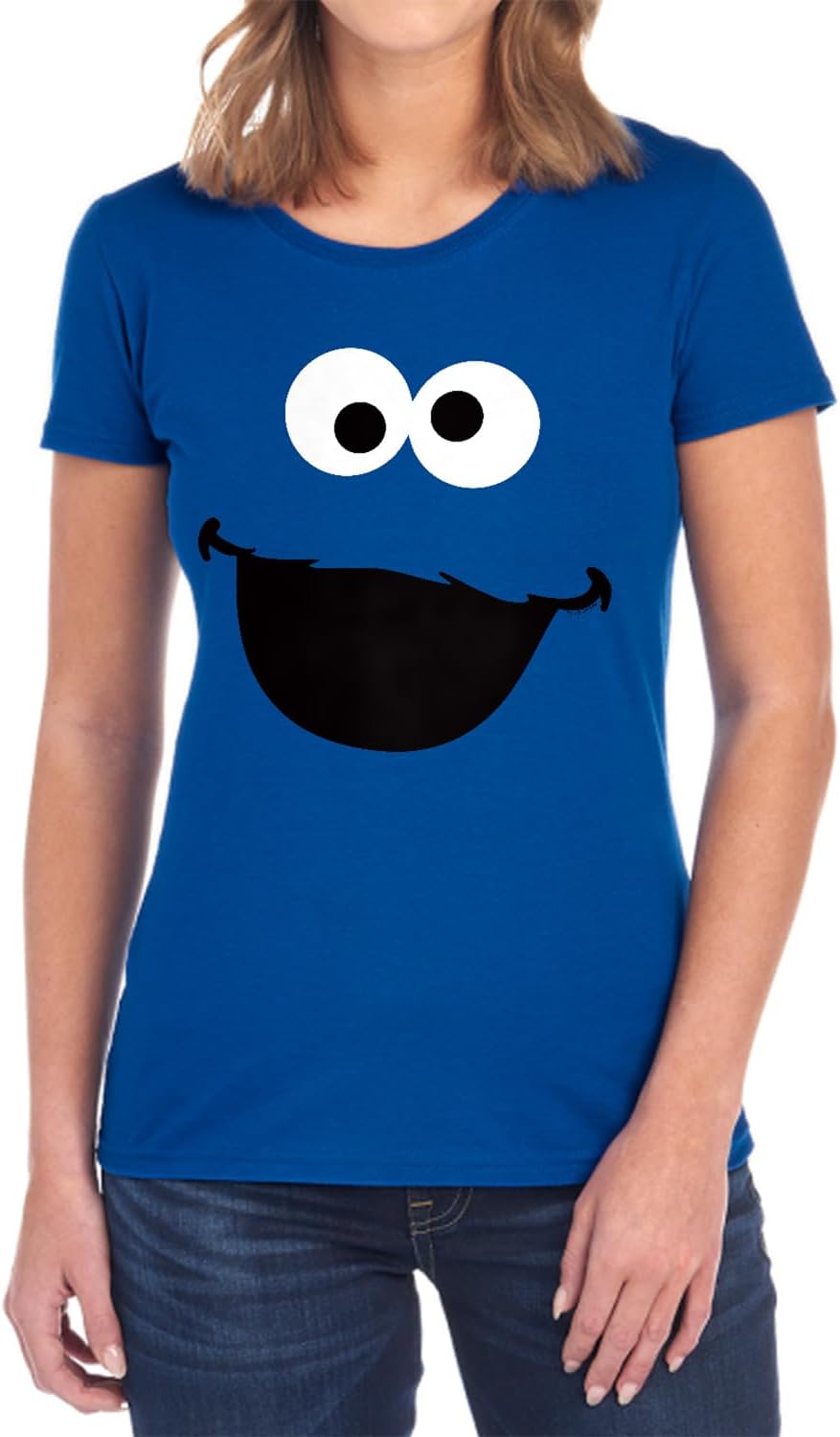 Popfunk Classic Sesame Street Cookie Monster Womens Premium Cotton Short Sleeve Graphic T-Shirt