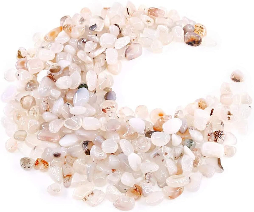 WAYBER Natural White Agate Pebbles, 1 Lb/460g Decorative Rocks Non-Toxic Crystal Stone Irregular Quartz Gemstone Crushed Pieces Tumbled Stone Chips for Jewelry Making/Home Decoration