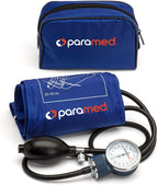 PARAMED Aneroid Sphygmomanometer – Manual Blood Pressure Cuff with Universal Cuff 8.7-16.5" and D-Ring – Carrying Case in the kit – Blue – Stethoscope Not Included
