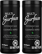 Plant Based Multi Surface Cleaning Wipes Pack of (2) 30 Pieces ach (60 Pieces) Peppermint Sage.