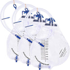 3 Pack 2000ml Sterile Urinary Drainage Bags with Anti-Reflux Chamber, Urine Bag with 48" Drainage Tube for Men and Women, Overnight Bedside Disposable