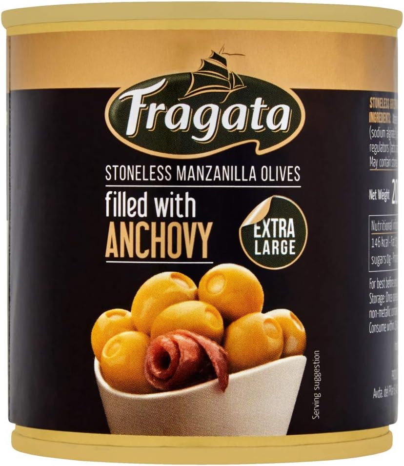 Fragata Anchovy Stuffed Spanish Olives 200 g (Pack of 8)