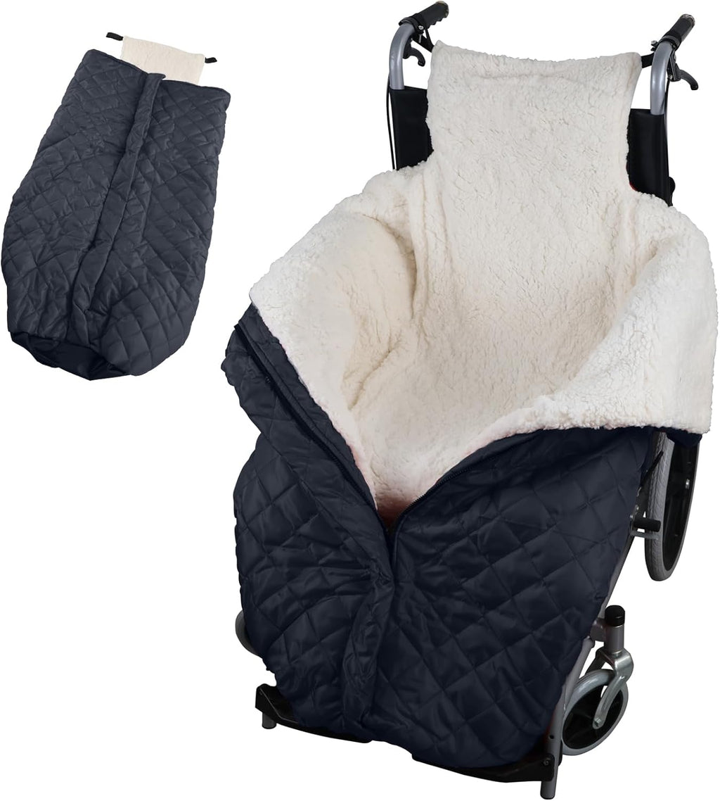 Wheelchair Warm Blanket, Lightweight Wheelchair Blanket with Zipper, Outdoor Adult Warm Blanket, Lower Body Warm for Elderly, Mobility Impaired Black