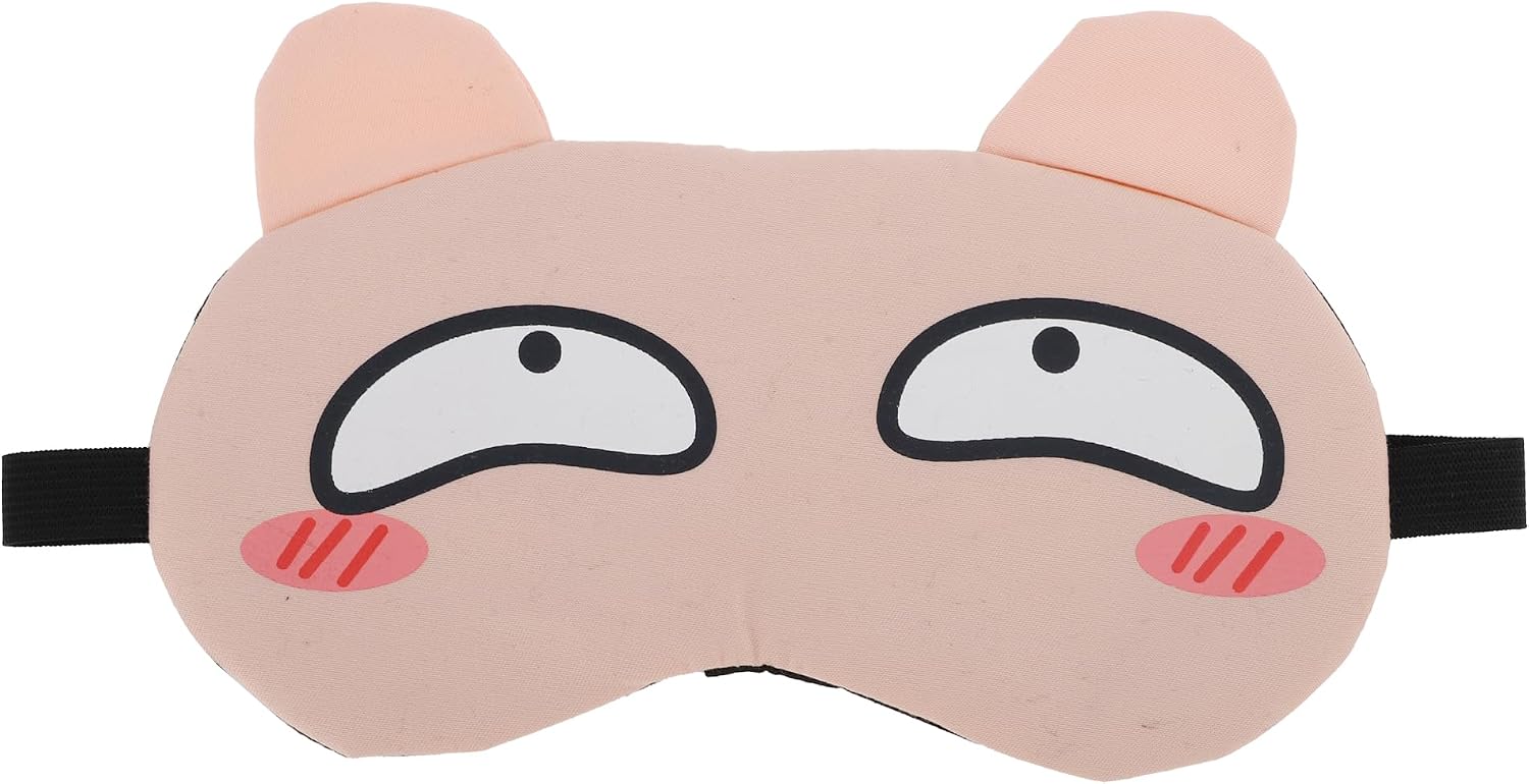 VOCOSTE Soft Cartoon Smug Expression Sleep Mask Pink Eye Shade Cover for Travel 1 Pc
