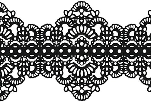 Funshowcase Large Pre-Made Ready to Use Edible Cake Lace Art Nouveau Style Applique Black 14-inch 10-piece Set