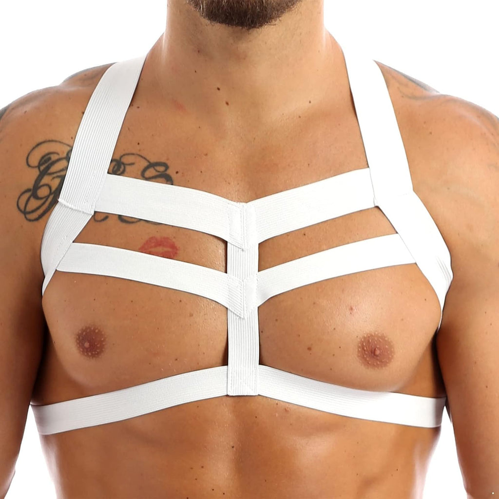 iiniim Mens Sexy Harness Belt Body Chest Lingerie Nylon Elastic Shoulder Strap Punk Gothic Rave Clubwear