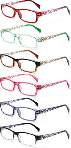 Kerecsen Computer Reading Glasses for Women Blue Light Blocking Glasses for Reading Fashion Pattern Print Eyeglasses for Womens(Mix Color -7, 2.50)