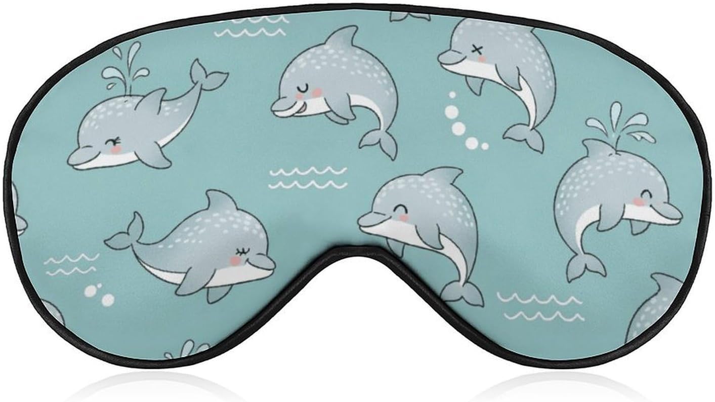 Funny Cute Dolphin Eye Masks for Sleep Adjustable Sleep Mask Soft Blackout Sleeping Eye Mask for Men Women Full Night's Sleep