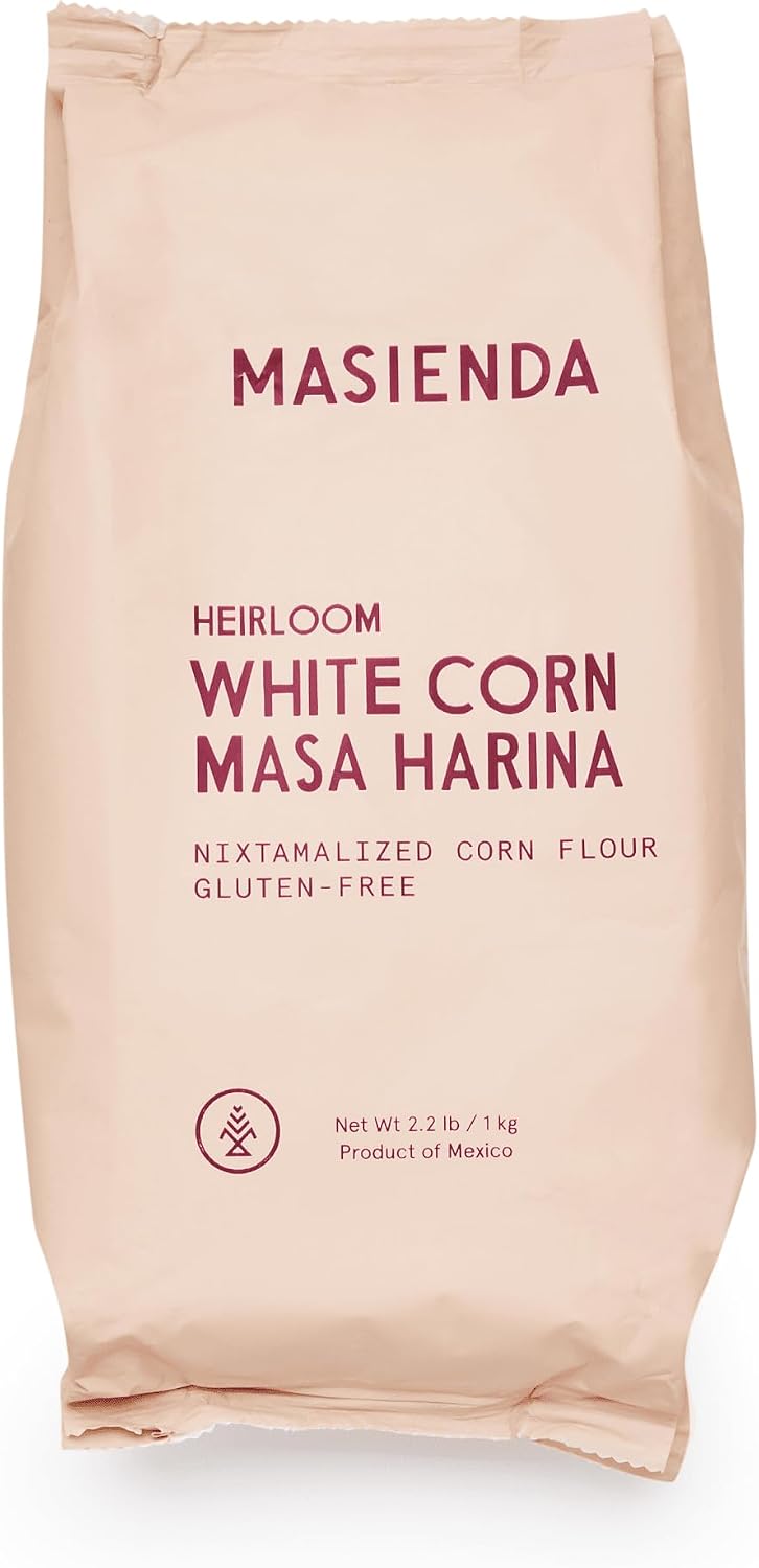 Masienda Heirloom White Corn Masa Harina/Flour 2.2 LB (Pack of 2) - Nixtamalized Corn Flour Perfect for Corn Tortillas, Tamales, Tostadas, Pupusas, Arepas and More. Gluten-Free, Non-GMO, Preservative-Free.