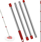 4 Section Stainless Spin Mop Replacement Handle for O Cedar Spin Mop Handle for Ocedar Spin Mop Handles Adjustable 30" to 58" Mop Stick Pole to Various Floor Clean, Universal Screw Joint (No Mop Head)