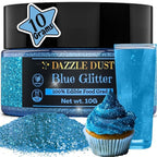 Dazzle Dust Edible Glitter Sprinkles for Cake Decorating, Drinks, Cookie, Icing, Dessert Decorations, Sparkly Luster, Food-Grade, Vegan, Gluten Free, Kosher, Bulk 10g, Blue