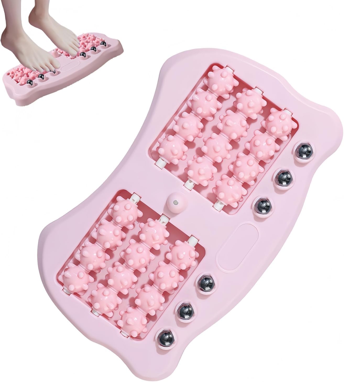Foot Massage Roller, Portable Reflexology Massager for Relieve Pain from Plantar Fasciitis and Improved Circulation,Three Massage Techniques for Relax Muscles Suitable for Home Office Use (Pink)