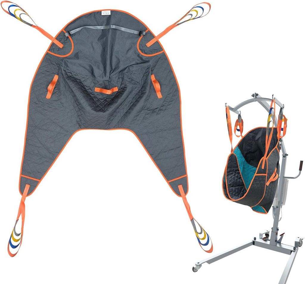 Padded U-Sling, Universal Patient Lift Sling for Home Use, Divided Leg Sling with Asjustable Head Support for toileting, Transfer Lift Slings, Size L, Supports up to 500 lbs