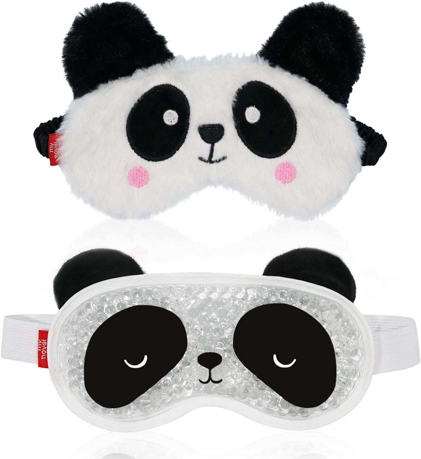 my novel things Cooling Eye Mask and Plush Sleep Mask for Woman 2PCS, Cute Animal Sleeping Mask Soft Blindfold Cold Warm Eye Compress Gifting for Home Spa, Office, Morning Refreshment, Travel